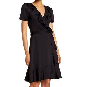BY Design NYC Black Ruffle Wrap Dress | Style M6164M | Size S | NWT